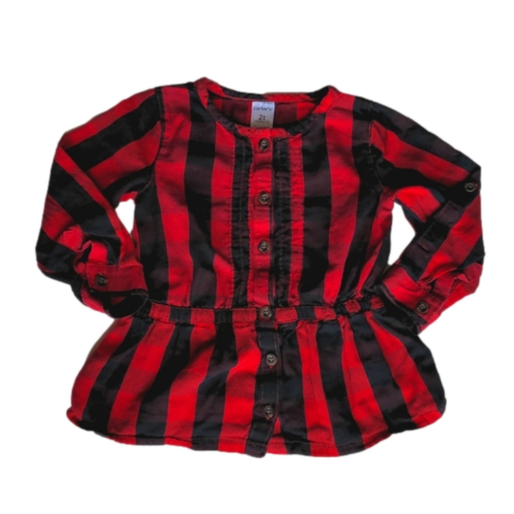 Carter's Plaid Button Up Long Sleeved Toddler Shirt * 2T